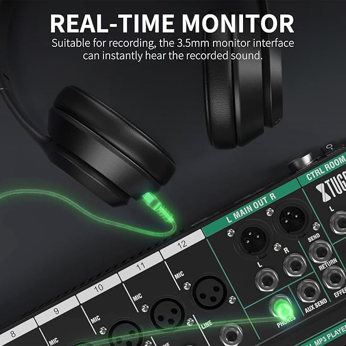 XTUGA 12 Channel Audio Mixer Sound Board Mixing Console, Audio Interface PC USB - Image 5