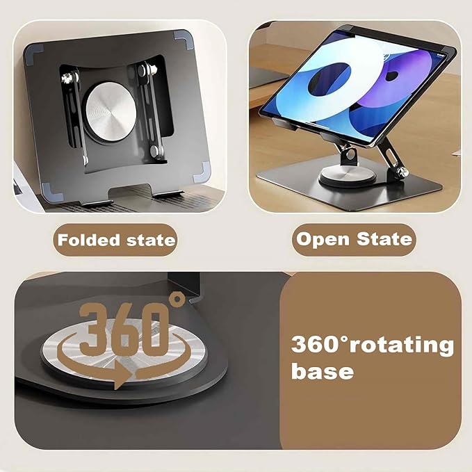 Laptop Pad 360 Rotating Laptop Stand 2 Adjustable Angle and 0-13 inches Tall - Image 5
