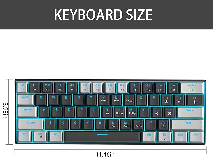 60% Mechanical Gaming Keyboard, Mixed Color Keycaps Gaming Keyboard - Image 8