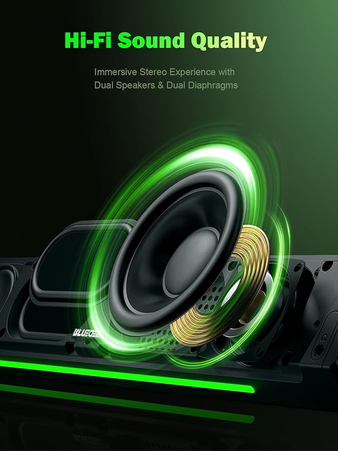 BLUEDEE Computer Speakers, HiFi Stereo, 3.5mm Aux-in Connection, USB Powered - Image 3
