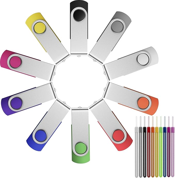 FEBNISCTE 16GB Flash Drive, Jump Drive 10 Pack, Memoria USB 2.0 Multi-Coloured by FEBNISCTE