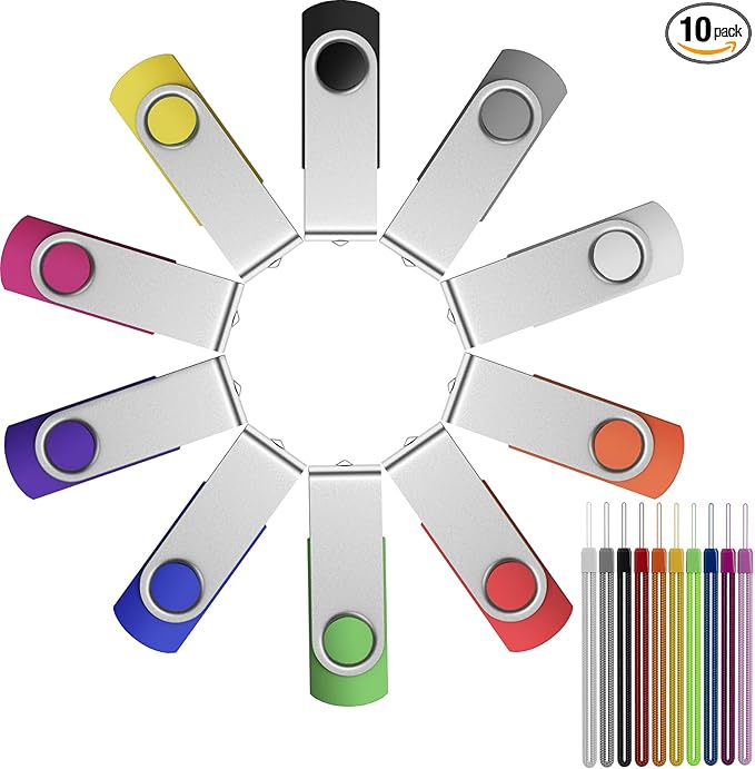 FEBNISCTE 64GB Flash Drive 10 Pack, Thumb Drive High Capacity Multicolour by FEBNISCTE