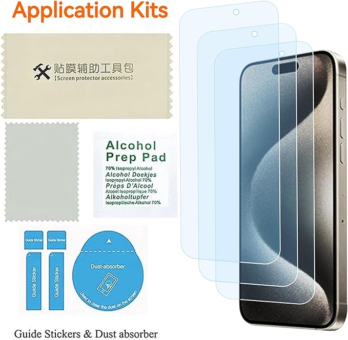3Pack Screen Protector for iPhone 15Pro Max/iPhone 15Plus 6.7inch 9H+ Anti Blue - Image 3