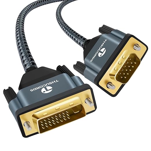 DVI to VGA Cable 6.6FT, Uni-Directional DVI-D to VGA Adapter Male to Male by Thsucords
