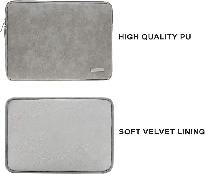 RAINYEAR 15 Inch Laptop Sleeve PU Suede Leather Case Padded Cover Water - Image 2