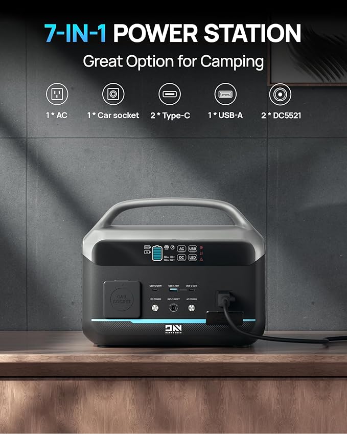 Portable Power Station 1200W Peak, 576Wh Solar Generator, LiFePO4 Battery - Image 5
