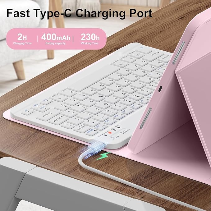 Keyboard Case for Galaxy Tab A8 10.5 Inch 2022, Slim Lightweight 7 Color - Image 5