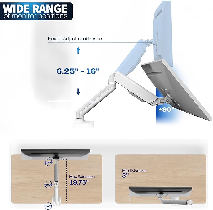 VIVO Single 17 to 32 inch Monitor Height Adjustable Counterbalance Mechanical - Image 4