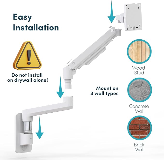 Monitor Wall Mount for 17-49 Inch Ultrawide Monitors, Single Monitor Arm Holds - Image 8
