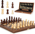 Magnetic Travel Chess Set 12-inch Wooden Magnetic Chess Board 2 Extra Queen by Kvintes