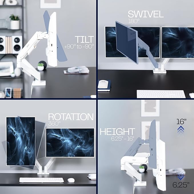 VIVO Dual Monitor up to 32 inches and 19.8 lbs per Screen, Mechanical Arm Desk - Image 8