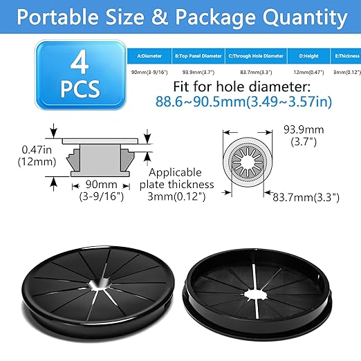 4 Pcs Cable Grommet, Snap Bushing 3-9/16" Mounting Diameter, Flexible - Image 9