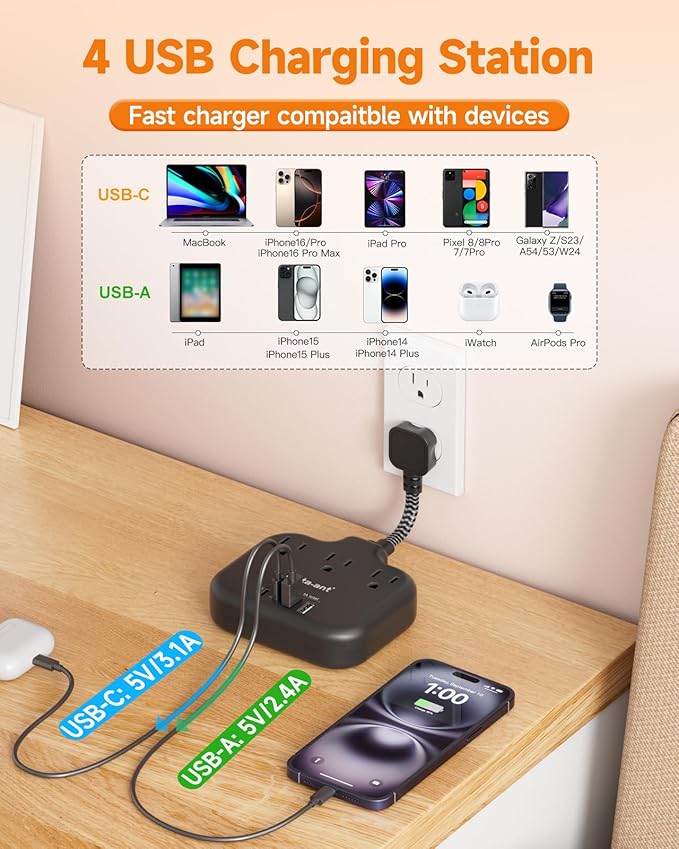 Short Extension Cord 2 inch, Short Cord Power Strip - Image 3