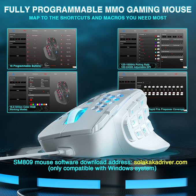 SOLAKAKA SM809 MMO Gaming Mouse Wired RGB - Image 6