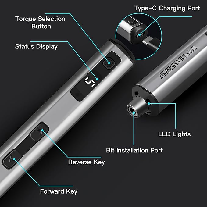 AM ARROWMAX Mini Electric Screwdriver, 5 Torque Modes Precision Electric - Image 2