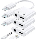 3 Pack Lightning to 3.5mm Headphone Jack Adapter, 2 in 1 Dongle Adapter Aux by LIEZHUA