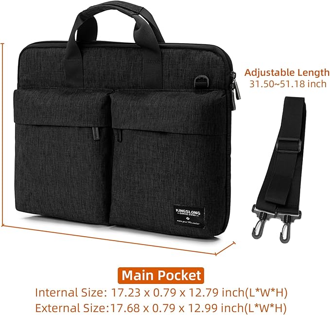 KINGSLONG 17-17.3 inch Slim Laptop Bag, Computer Carrying Case - Image 8