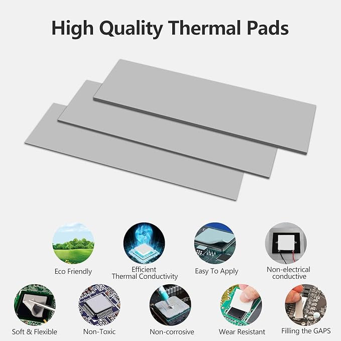 UCEC 30PCS Thermal Pads GPU, 2.6 x 0.8 Inch Reusable Silicone CPU Thermal Pad - Image 3