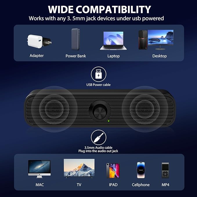 1Mii Computer Speakers for Desktop Laptop Tablet, USB Powered PC Speakers - Image 4