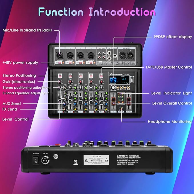 4-Channel Audio Mixer for PC, SX-4iu Mixing Console - Image 5