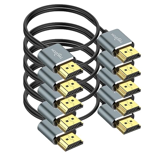 Twozoh Slim 4K HDMI Cable 3.3FT 5 Pack, Ultra Thin & Flexible Skinny HDMI to by Twozoh