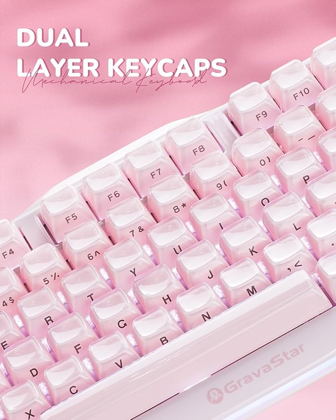GravaStar Mercury K1 75% Pink Wireless Keyboard, Aluminum Alloy Exoskeleton - Image 3