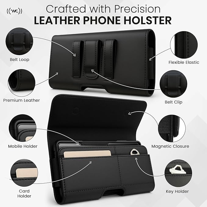 Leather Phone Holster for iPhone 17 Pro, 16 Pro, 15 Pro, XS – Belt Clip Case - Image 4