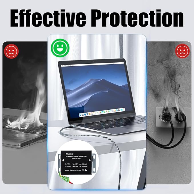Ethernet Surge Protector Gigabit, Ethernet Lightning Arrestor PoE++ - Image 9