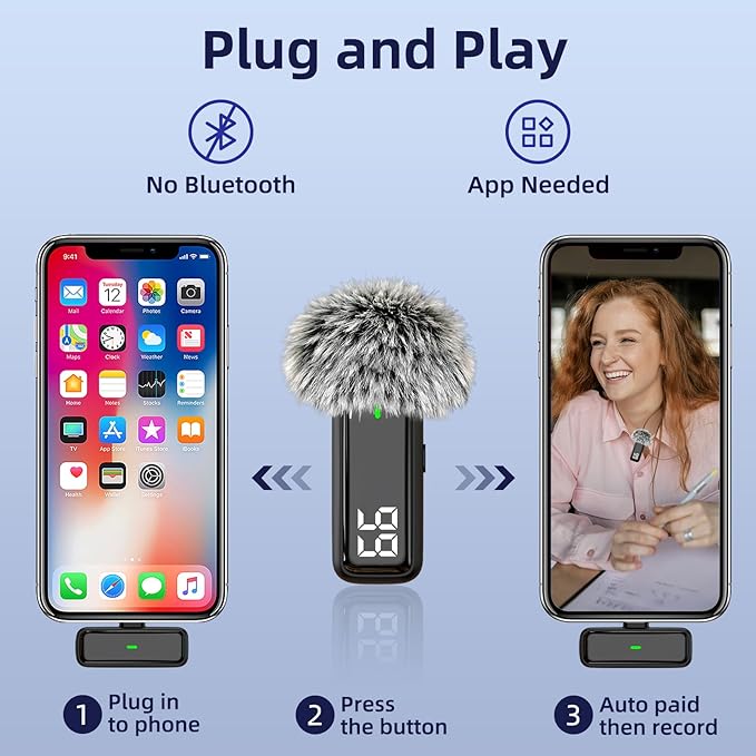 Wireless Microphone for iPhone Android Lav Mic USB C Lavalier Microphone Type C - Image 6