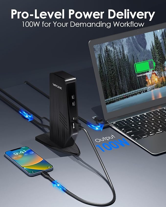 WAVLINK USB C Docking Station Dual Monitor, Dual 5K/4K@60Hz Displaylink Docking - Image 5