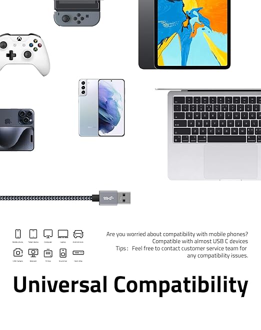 FHG 3.3FT USB 3.0 to USB C Cable 2Pack, High-Speed Transfer of 1GB in 2sec - Image 6