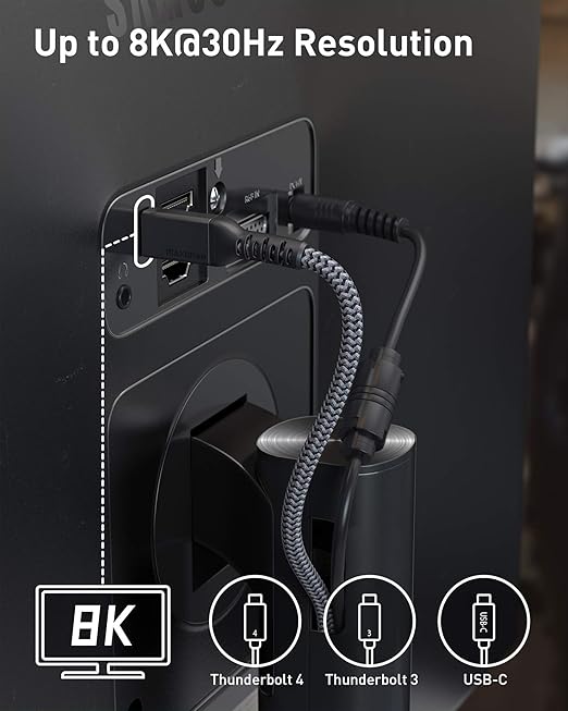 Maxonar Thunderbolt 4 Cable, Support 40Gbps Data Sync/240W Charging and - Image 2