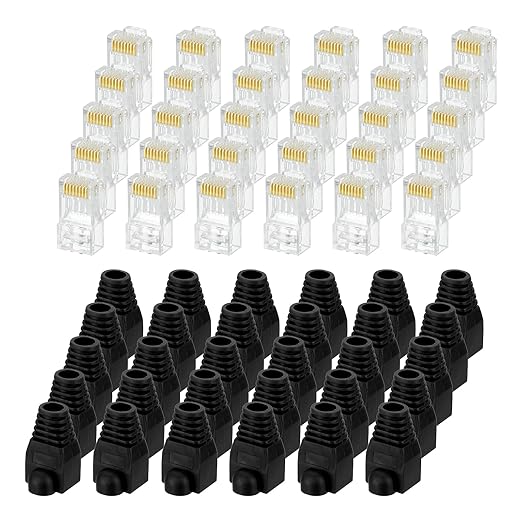MECCANIXITY 100pcs Cat6 RJ45 Pass Through Connectors, RJ45 Connector 8P8C Gold by MECCANIXITY
