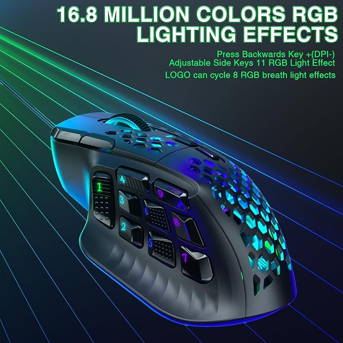 SOLAKAKA SM809 Wired MMO Gaming Mouse, - Image 9