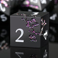 Glitter Purple Metal D&D Dice, DNDND 7 PCS Flower Metallic DND Dice Set by DNDND