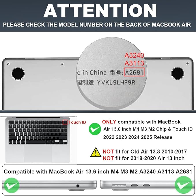 for MacBook Air 13.6 Inch Case 2025 2024 2023 2022 Release Models: M4 A3240 - Image 2