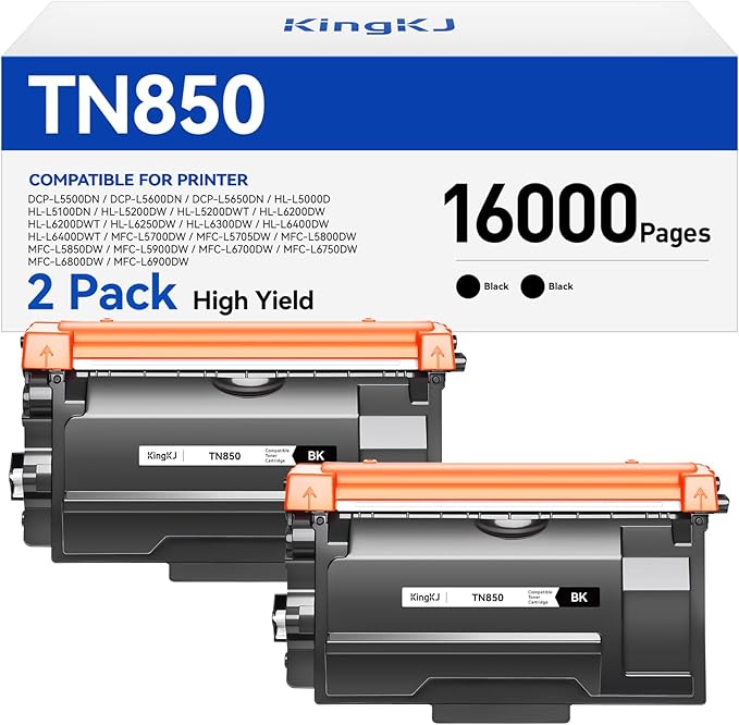TN850 Black Toner Cartridge 2-Pack High Yield Compatible by KingKJInkToner