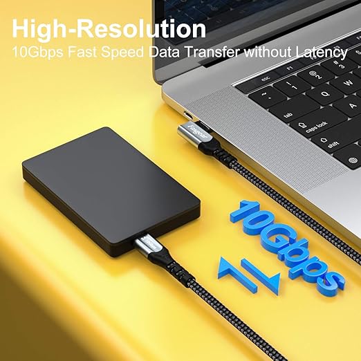 Fasgear USB C to USB C 3.1 Gen 2 Cable 6ft 90-Degree Type C 100W Cord 4K@60Hz - Image 2