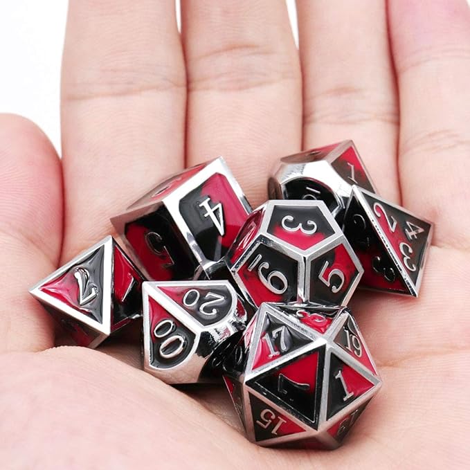 Haxtec DND Metal Dice Set D&D Red and Black Metal DND Dice Compatible - Image 6