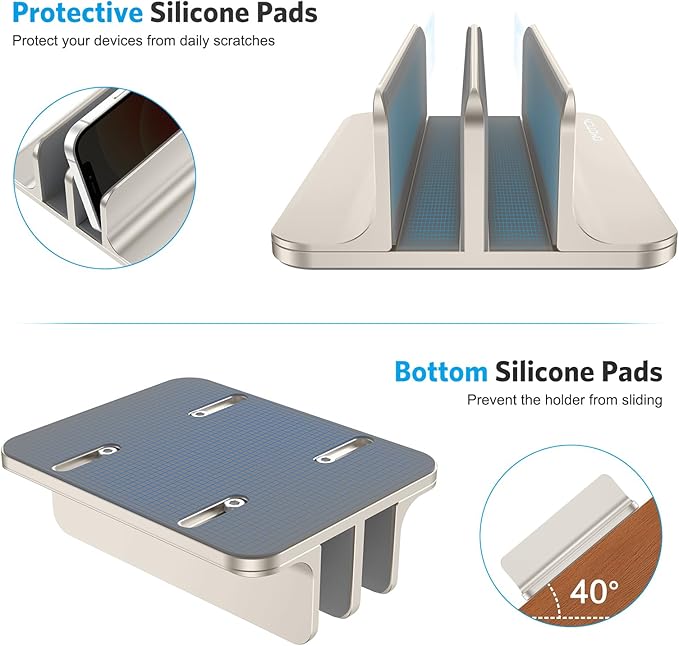 OMOTON [Updated Dock Version Vertical Laptop Stand, Double Desktop Stand Holder - Image 6