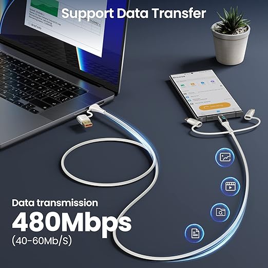 USB C to Multi Charging Cable, USAMS 100W 6.6FT 5A Type C to Type C Fast - Image 6