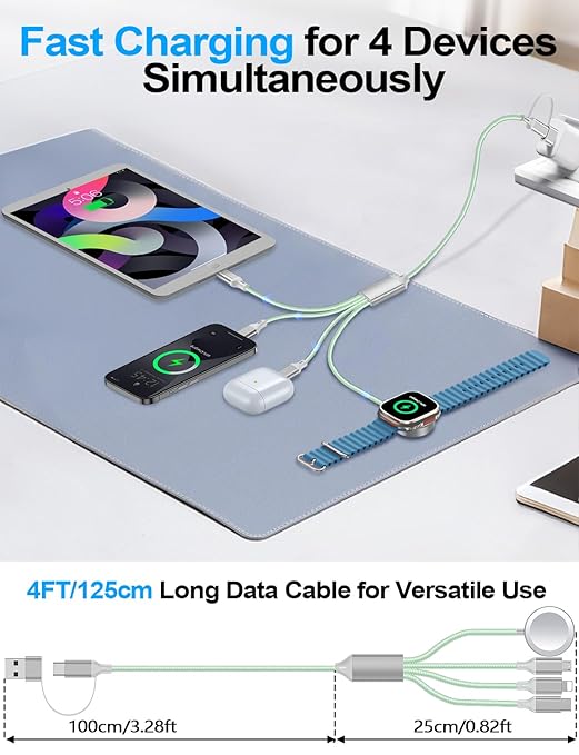 4-in-2 Charging Cable for Apple Watch Charger/Samsung/iPhone Charger, - Image 3