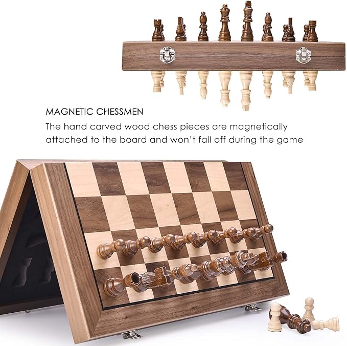 AMEROUS 15 Inches Magnetic Wooden Chess Set - Image 4