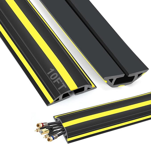10 ft Floor Cable Cover Protector, Heavy Duty PVC Duct Easy to Unroll, Prevent by TFMUZERT