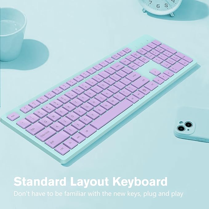 LeadsaiL Wireless Keyboard, 2.4GHz Full-Sized Ergonomic Computer Keyboard - Image 3