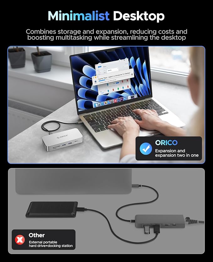 ORICO 512 GB External SSD Docking Station, SSD Expansion + Hub Extension - Image 5