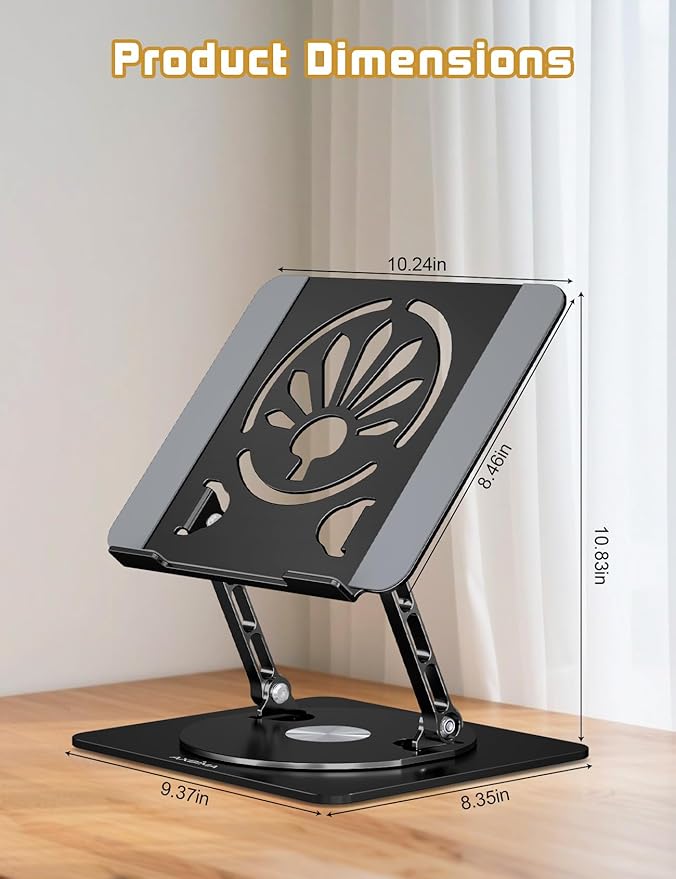 Adjustable Laptop Stand for Desk-360° Rotating Foldable Laptop Holder Ergonomic - Image 3