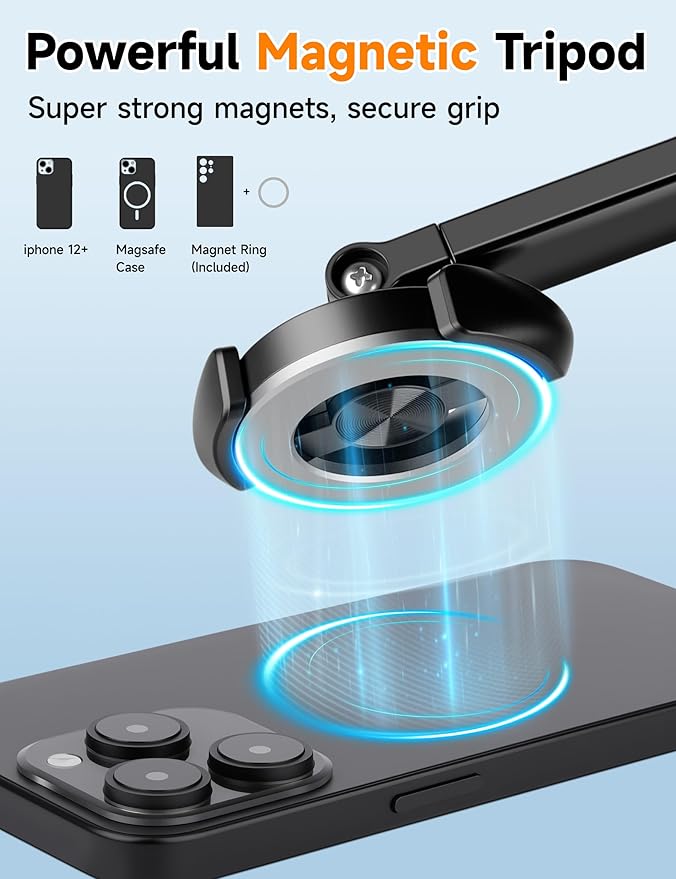 Magnetic Phone Tripod, Portable Cellphone Stand - Image 2