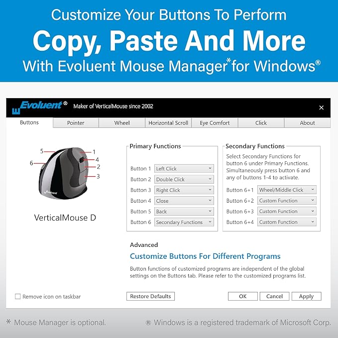 Evoluent – Inventor of The Vertical Mouse – VM4SW Ergonomic Vertical Mouse - Image 7
