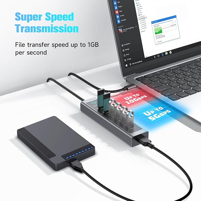 RSHTECH 7-Port USB C Hub Splitter 10Gbps - Image 3